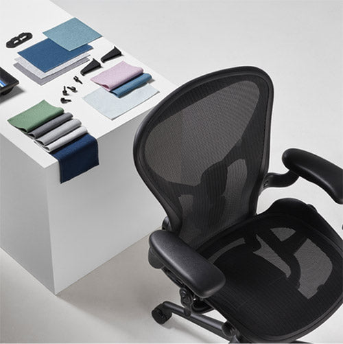 Herman Miller Aeron office chair in graphite with sustainable material used in construction