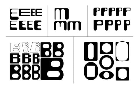 Image of different type faces that could potentially be used on the Embody gaming chair posters