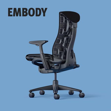 Herman Miller Embody office chair in black on plain background