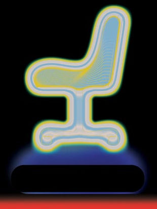 Early version of illustrations depicting the Embody gaming chair for the poster