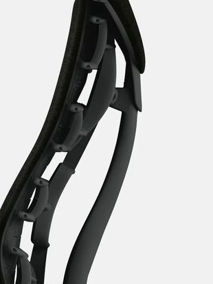 Side view of a black Embody office chair by Herman Miller, showing the curvature of the backrest.