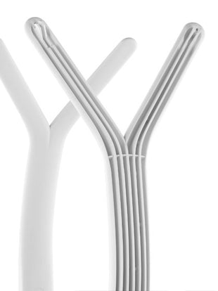 A white Y-shaped object is set against a white background. Emphasising the design and form of the  Sayl office chair back.
