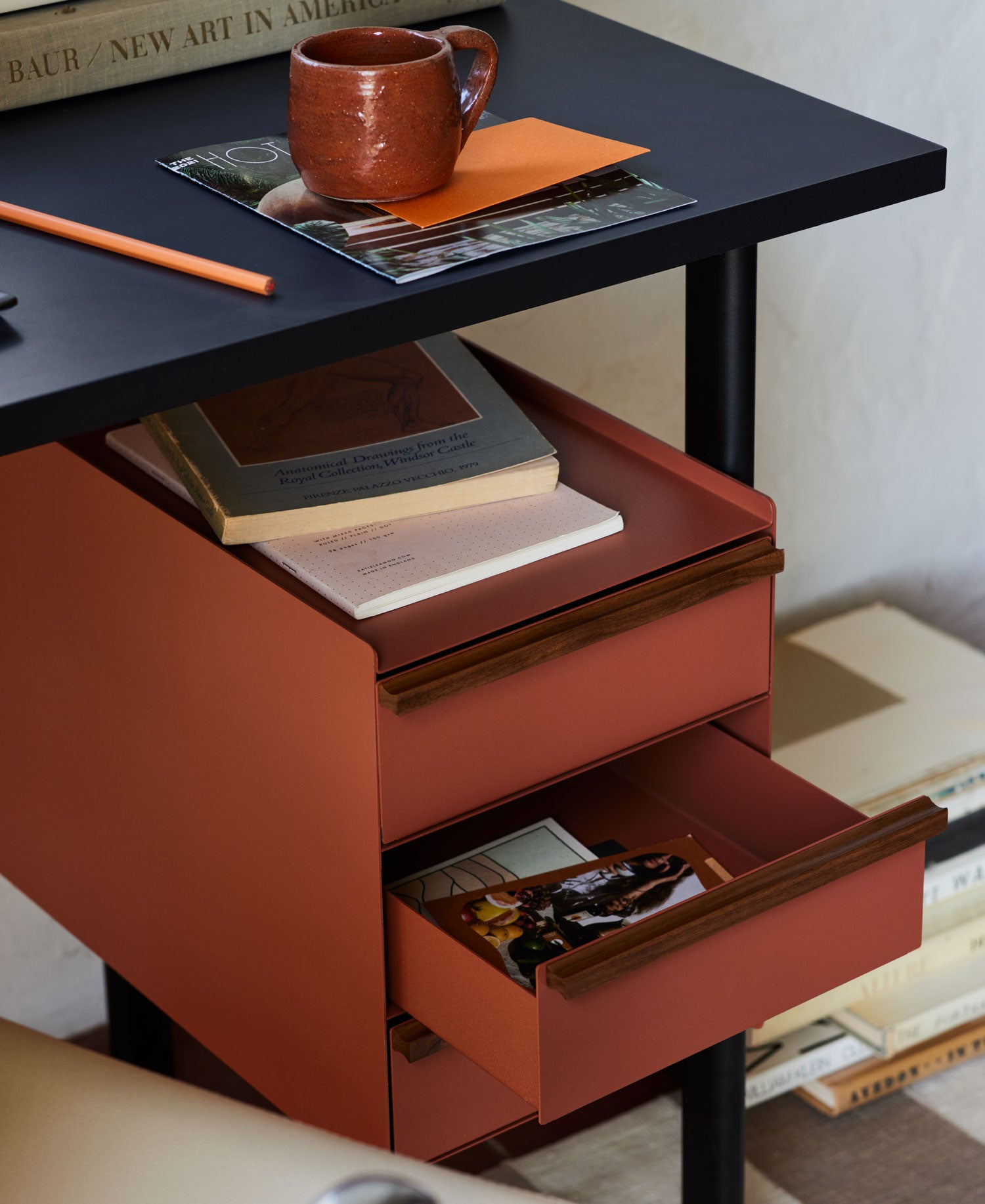 Close photo of draw storage on Herman Miller compact Mode desk