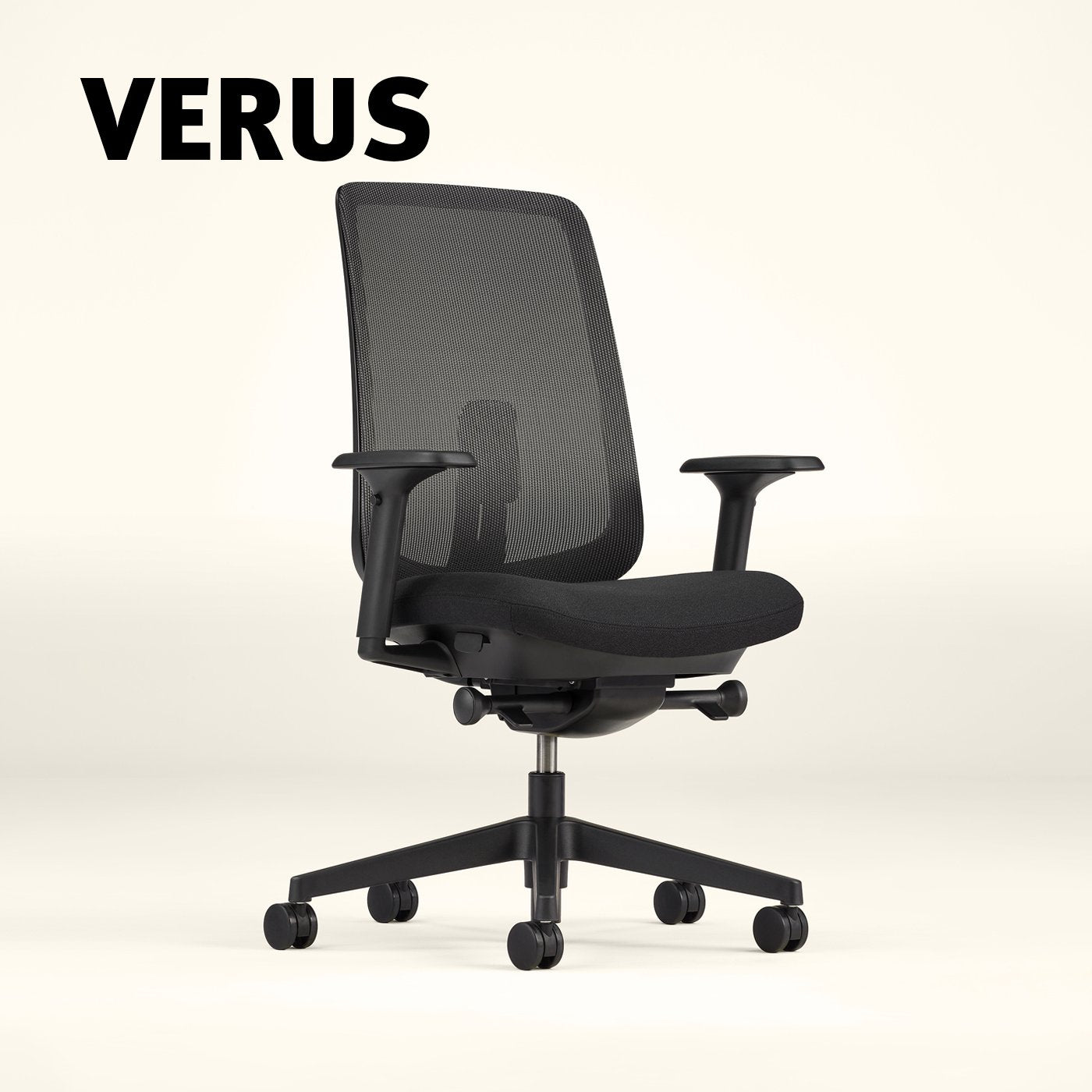 Herman Miller Verus office chair in black on plain background