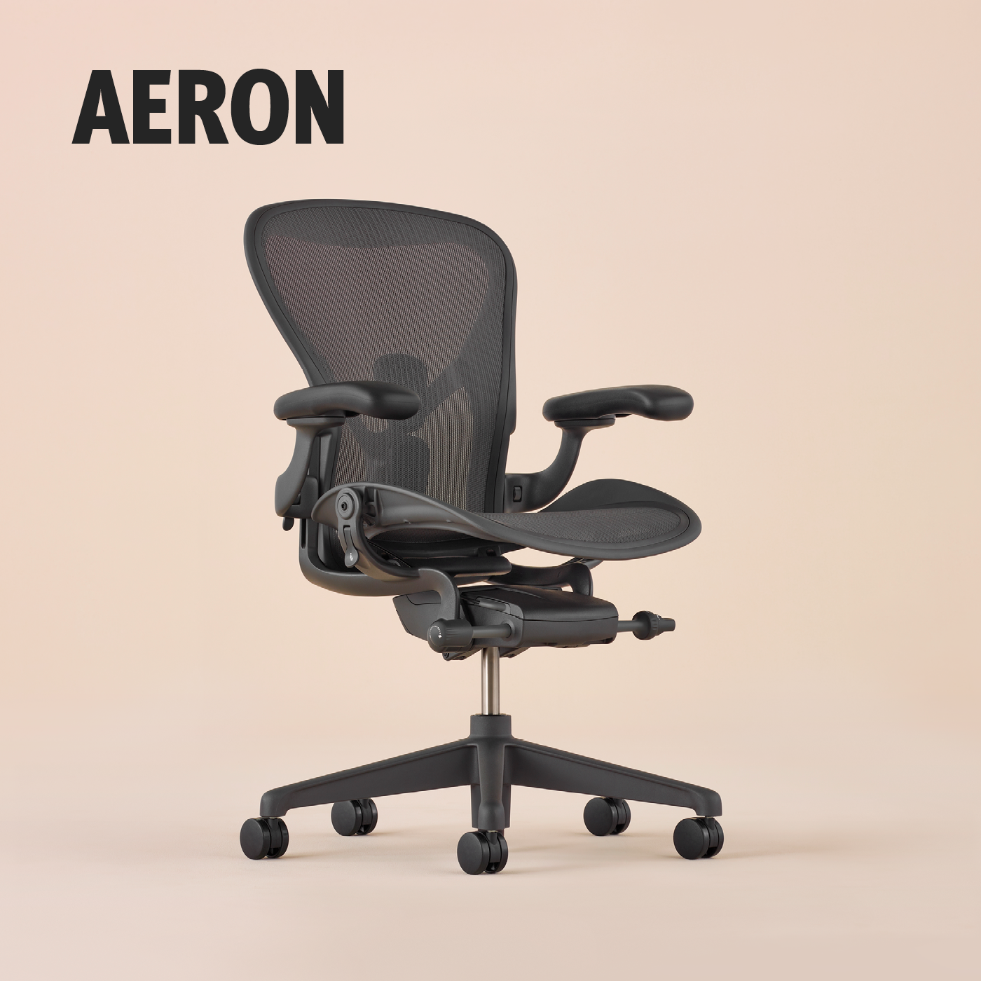 Herman Miller Aeron office chair in graphite on plain background