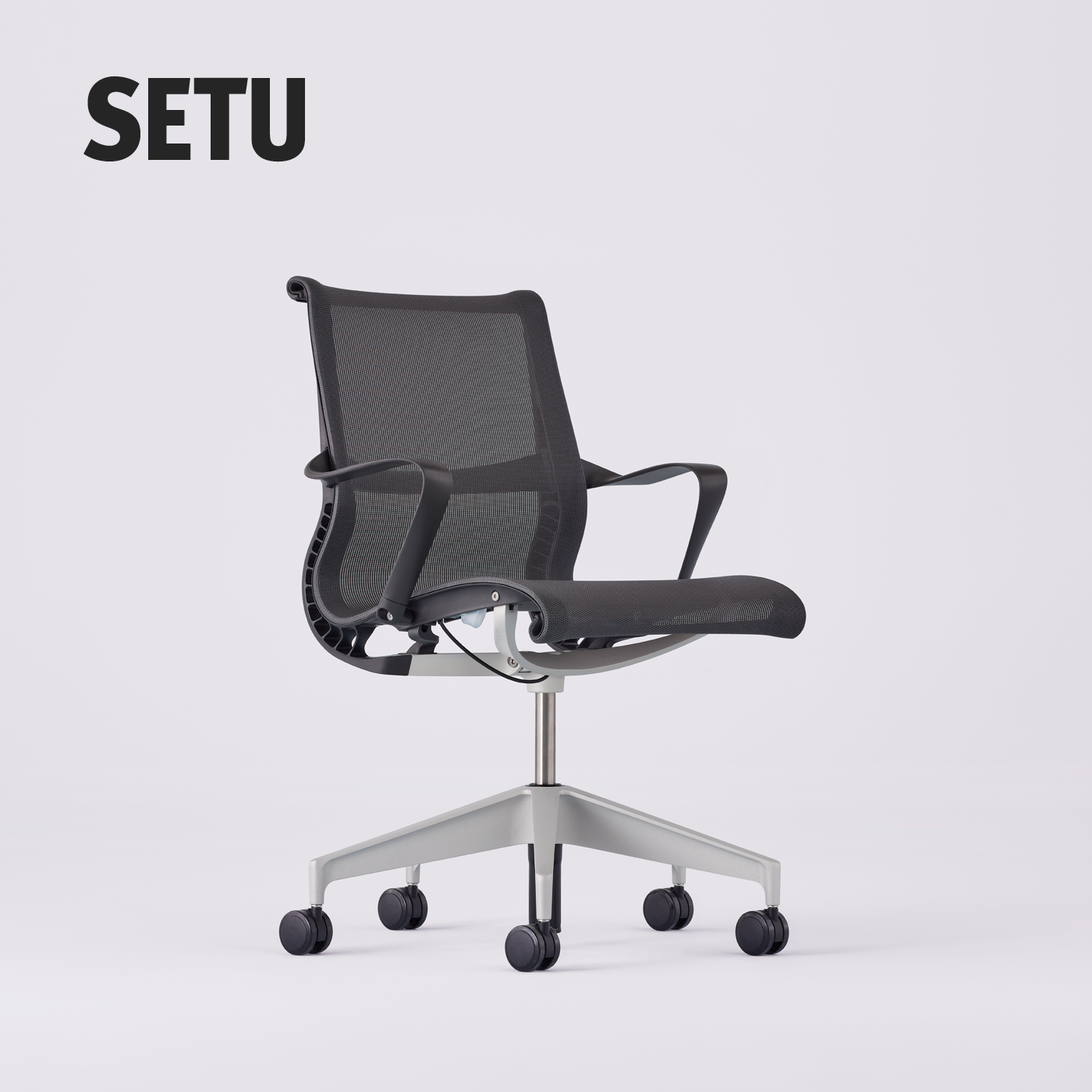 Herman Miller Setu office chair in graphite on plain background