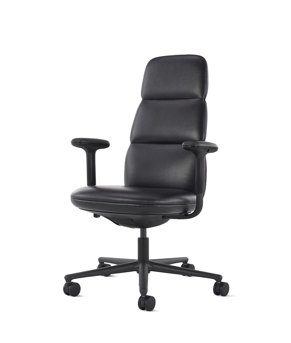 Asari Raven Black Leather High Back Chair