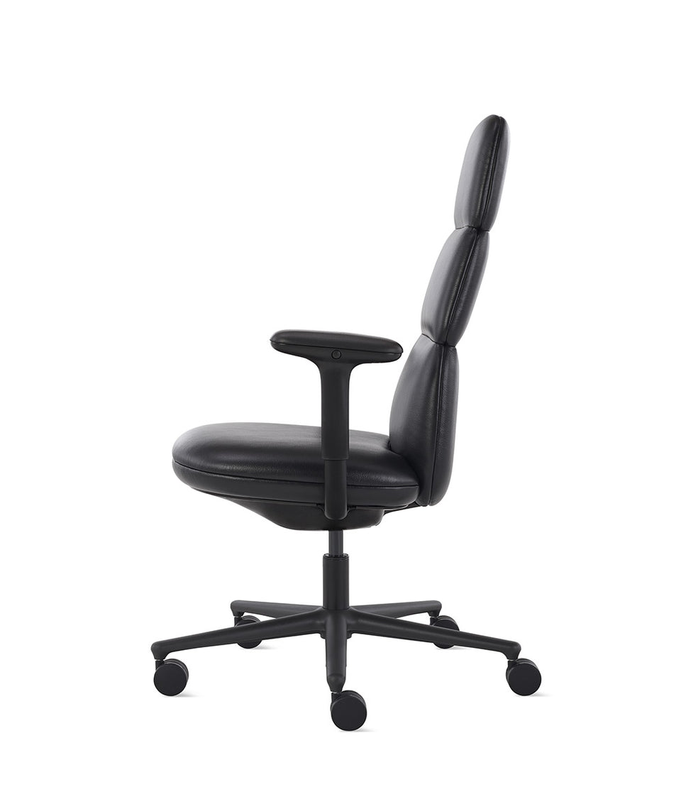 Asari Raven Black Leather High Back Chair