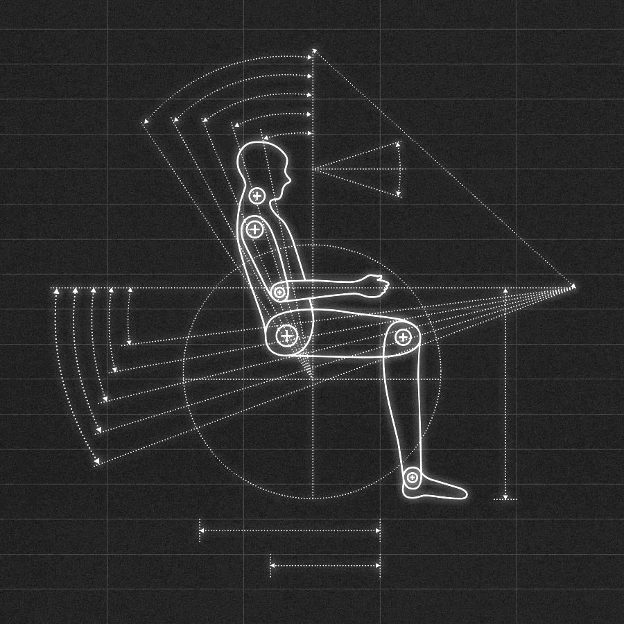 Mechanical diagram of a person in a seated position