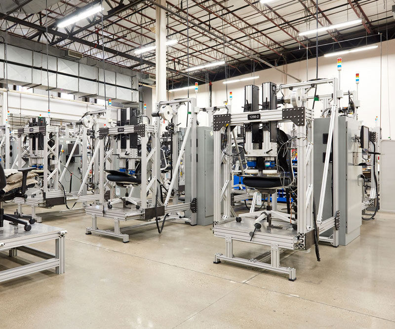 Photo of some of the mahines used to test all Herman Miller office chairs.
