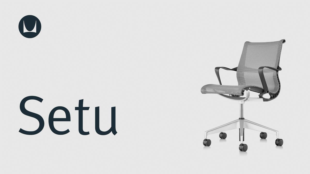 A video showing the technical adjustment features of a Herman Miller Setu office chair, including seat height.