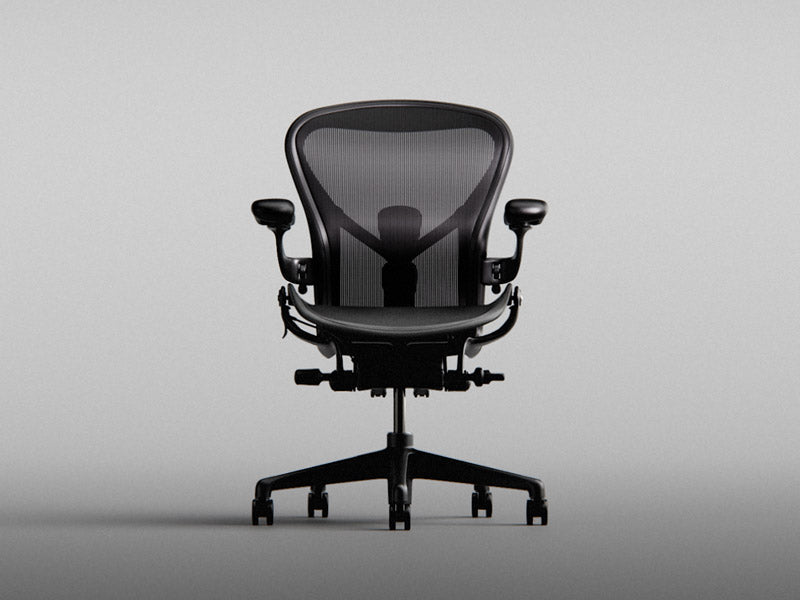 Front on view of Aeron gaming chair in onyx black