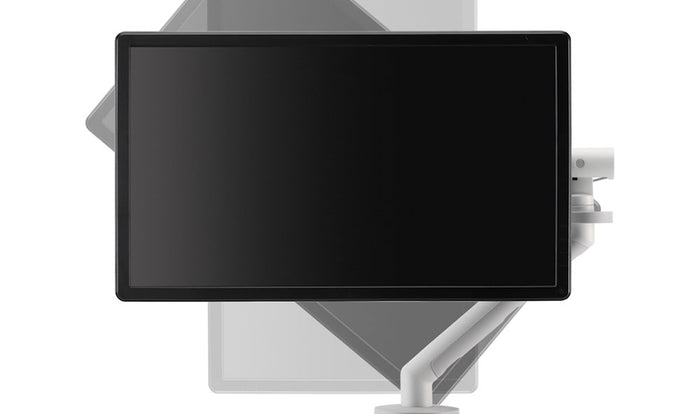Illustration of rotation available on Flo monitor arm